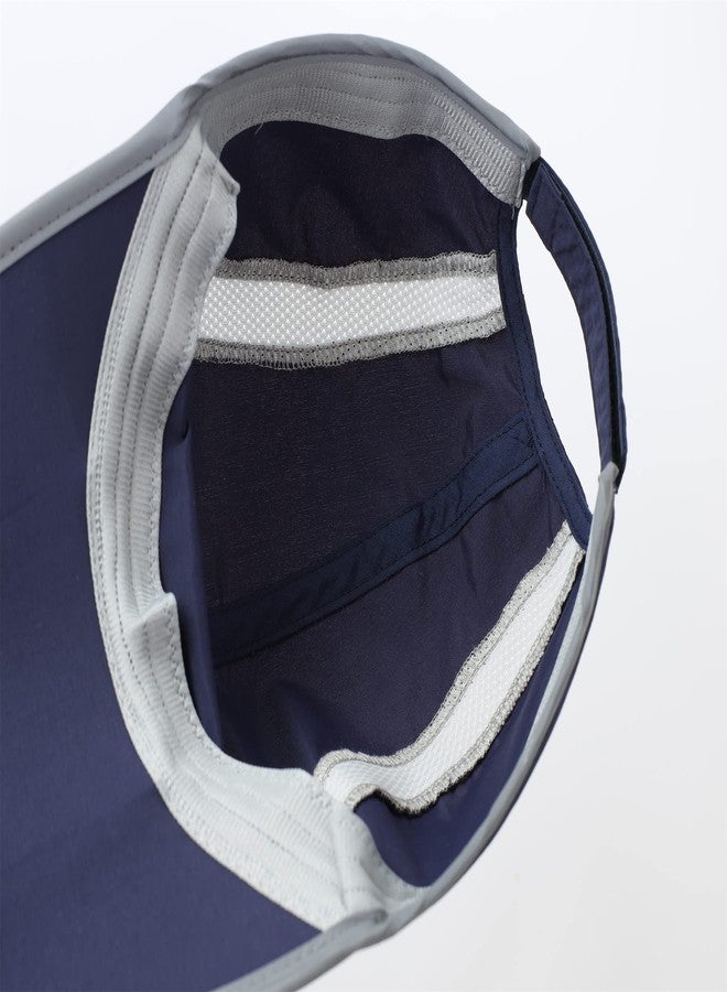 Connectyle Foldable Mesh Sun Cap Outdoor Sports Hat Breathable Sun Runner Cap with Reflective Trim Navy Blue - Image 5